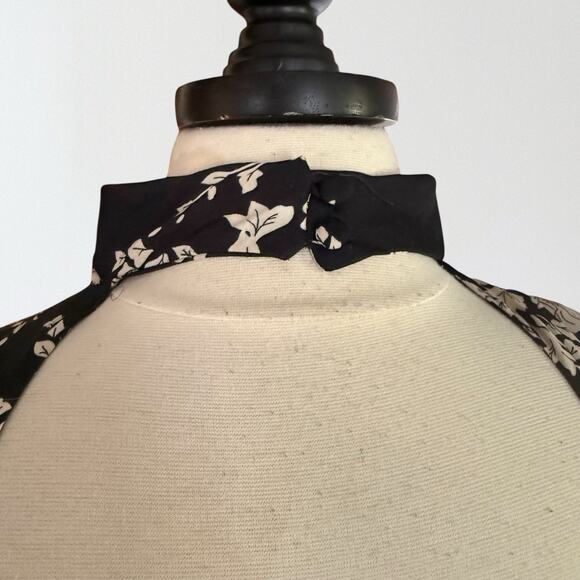Free People Black Aries Floral Dress Sz S Open Back High Neck Mini Dress Tunic - Picture 9 of 14